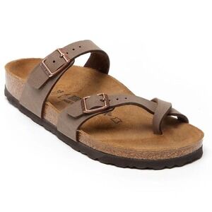 Birkenstock Mayari Birkibuc Brown Toe Loop Buckle Sandals EVA Sole Comfort 39
